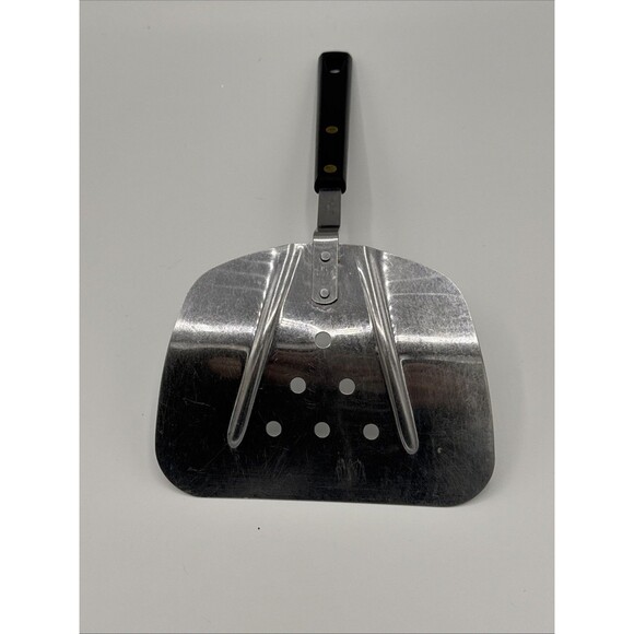 Vintage Spatula Lifter & Slotted Spoon Set Stainless Steel USA 1960s Wood Handle - Picture 4 of 9